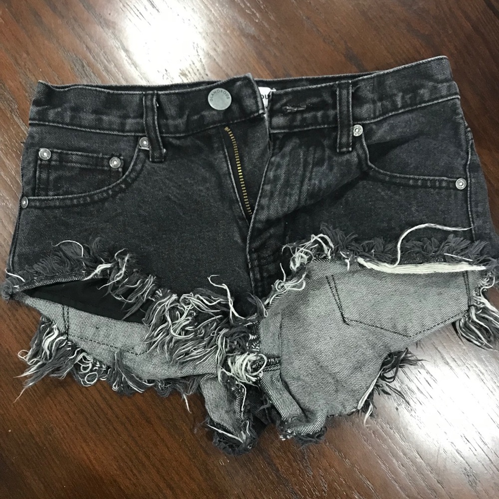 Black denim cut-off shorts